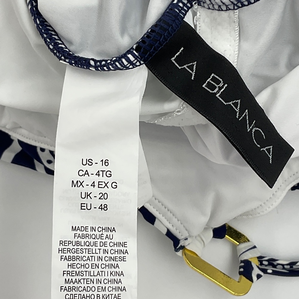 La Blanca NWT At The Playa One Piece One Shoulder Indigo Floral Swimsuit Size 16 - Picture 12 of 16
